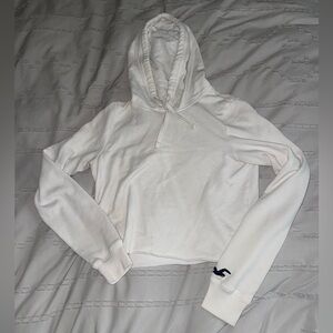 Hollister White Cropped Hoodie XS
